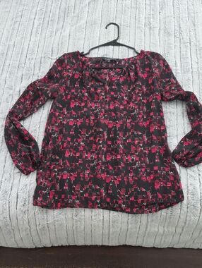 Thakoon Black Blouse with Pink Geometric Print